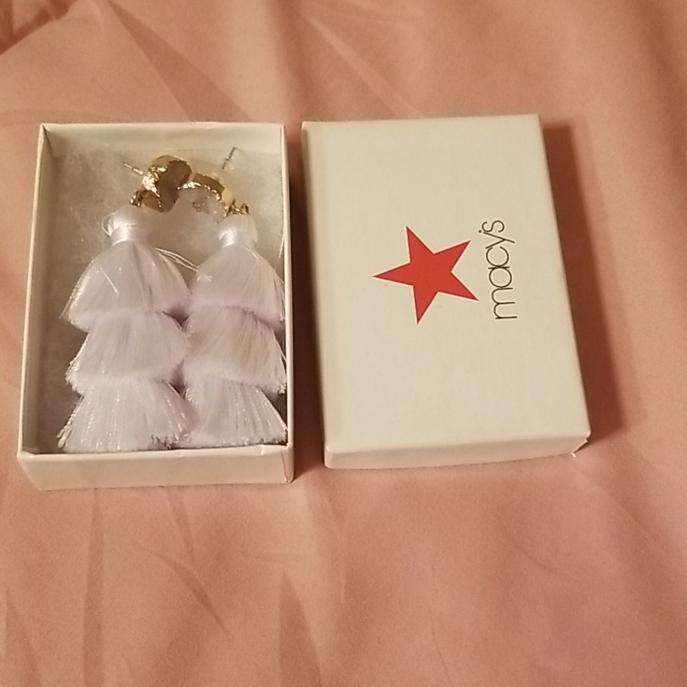 Thread earrings with stone - Picture 3 of 4